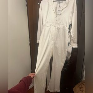 White satin Zara jumpsuit